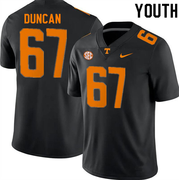 Youth #67 Trevor Duncan Tennessee Volunteers College Football Jerseys Stitched-Black